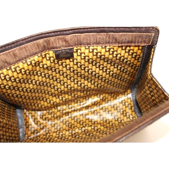 Gucci Vintage Brown Sherry Line Suede Leather Clutch - Picture 7 of 9